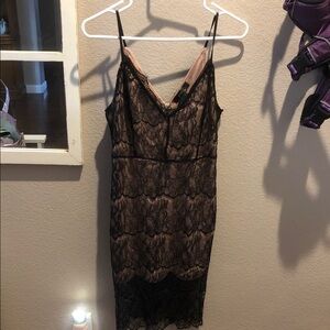 ANGL Black Lace Dress with Nude Lining